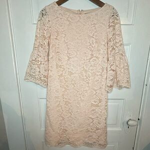 Vince Camuto Lace Sleeve Dress w/ Concealed Back Zipper
